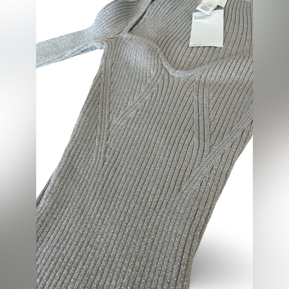 NWT H&M Ltd Ed Shimmer Rib-knit Fitted Sweater Top Gray | Size XS - Picture 9 of 13